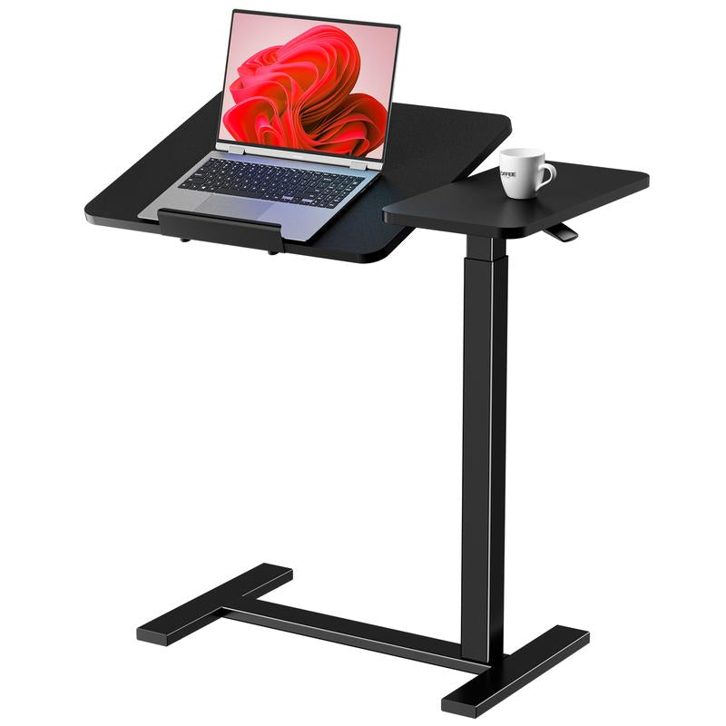 Mobile Overbed Table with Wheels - Adjustable Height Rolling Laptop Stand for Home Use