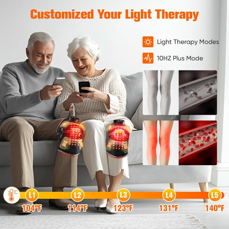 Revolutionary Red Light Therapy Knee Brace - Wireless Heated Massager with 4 Vibration Zones for Ultimate Pain Relief in Knees, Elbows, and Shoulders
