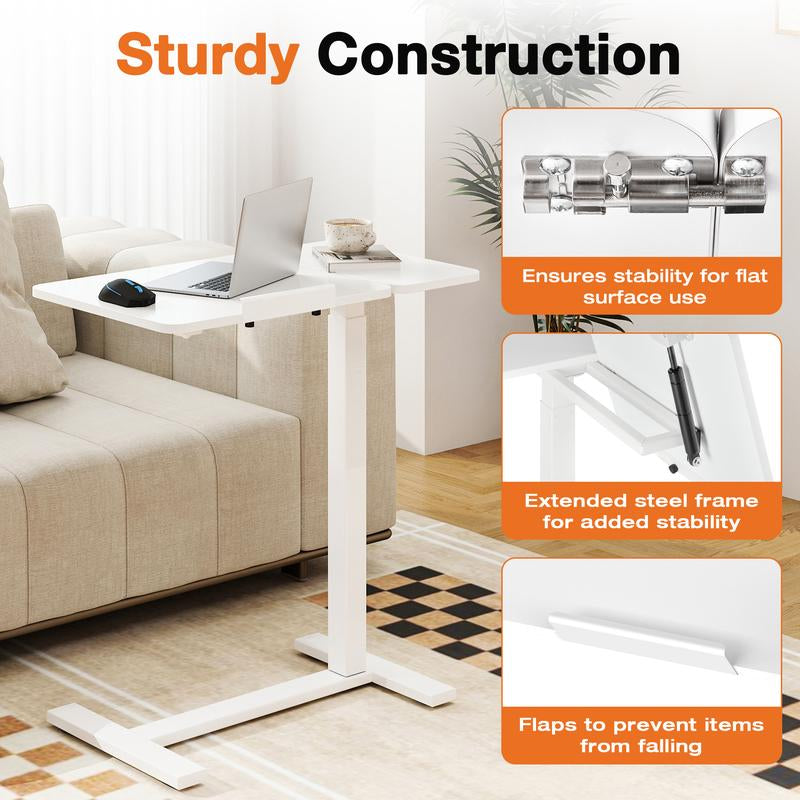 Versatile Overbed Rolling Laptop Table with Adjustable Height - Perfect Mobile Workstation for Home!