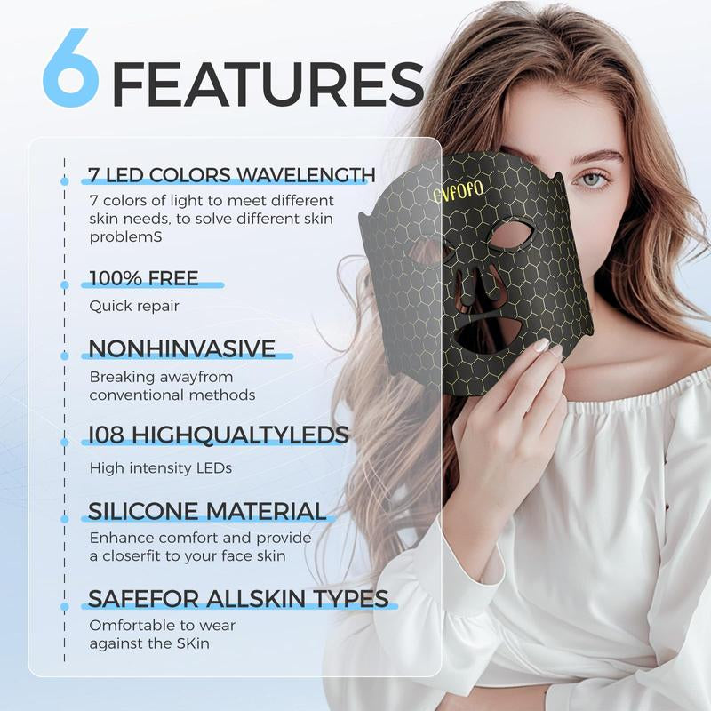 Revitalize Your Skin with the 7-Color LED Red & Blue Light Therapy Face Mask