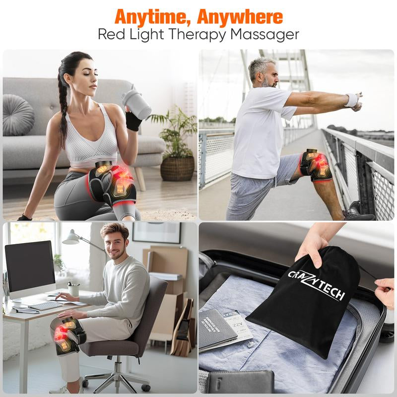 Revolutionary Red Light Therapy Knee Brace - Wireless Heated Massager with 4 Vibration Zones for Ultimate Pain Relief in Knees, Elbows, and Shoulders