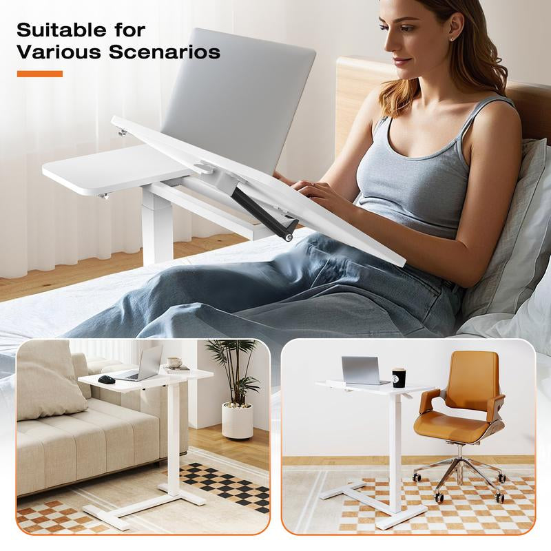 Versatile Overbed Rolling Laptop Table with Adjustable Height - Perfect Mobile Workstation for Home!