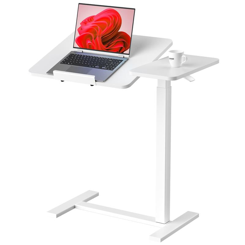 Mobile Overbed Table with Wheels - Adjustable Height Rolling Laptop Stand for Home Use