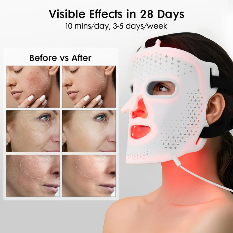 Umitec Fda-Cleared Red Light Therapy Mask, 2-Year Warranty; 4 Customizable Skin Modes,3 Intensity Level for Women & Girl; Comfort Silicone LED Face Mask for Anti-Aging, Boost Collagen Ect.Portable for At-Home and Travel--Perfect Gift for Any Time of Year