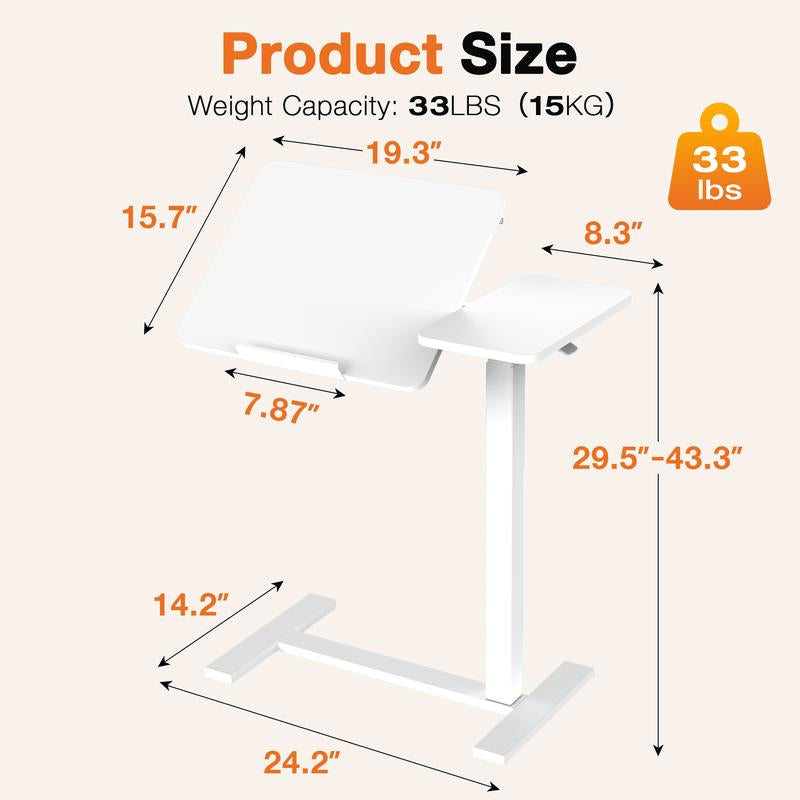 Versatile Overbed Rolling Laptop Table with Adjustable Height - Perfect Mobile Workstation for Home!