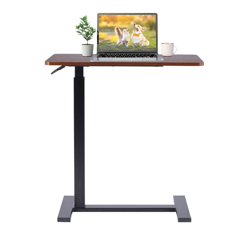 Mobile Overbed Table with Wheels - Adjustable Height Rolling Laptop Stand for Home Use