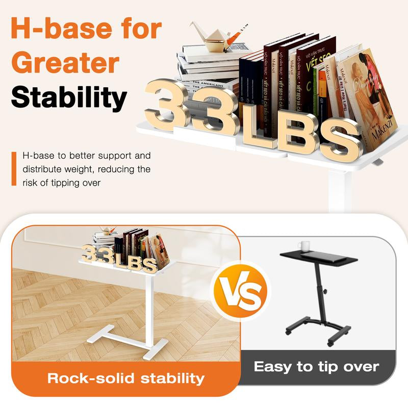 Versatile Overbed Rolling Laptop Table with Adjustable Height - Perfect Mobile Workstation for Home!