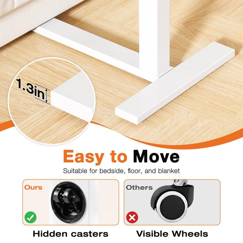 Versatile Overbed Rolling Laptop Table with Adjustable Height - Perfect Mobile Workstation for Home!
