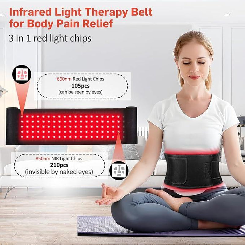Ultimate Red & Infrared Light Therapy Belt for Pain Relief - 3-in-1 LED Wrap with Timer & Remote Control