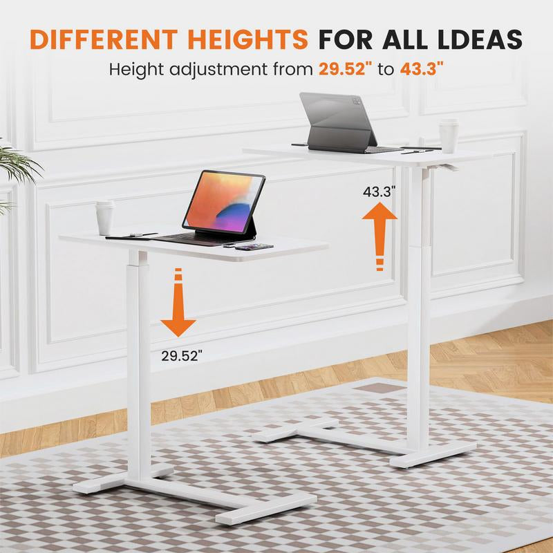 Mobile Overbed Table with Wheels - Adjustable Height Rolling Laptop Stand for Home Use