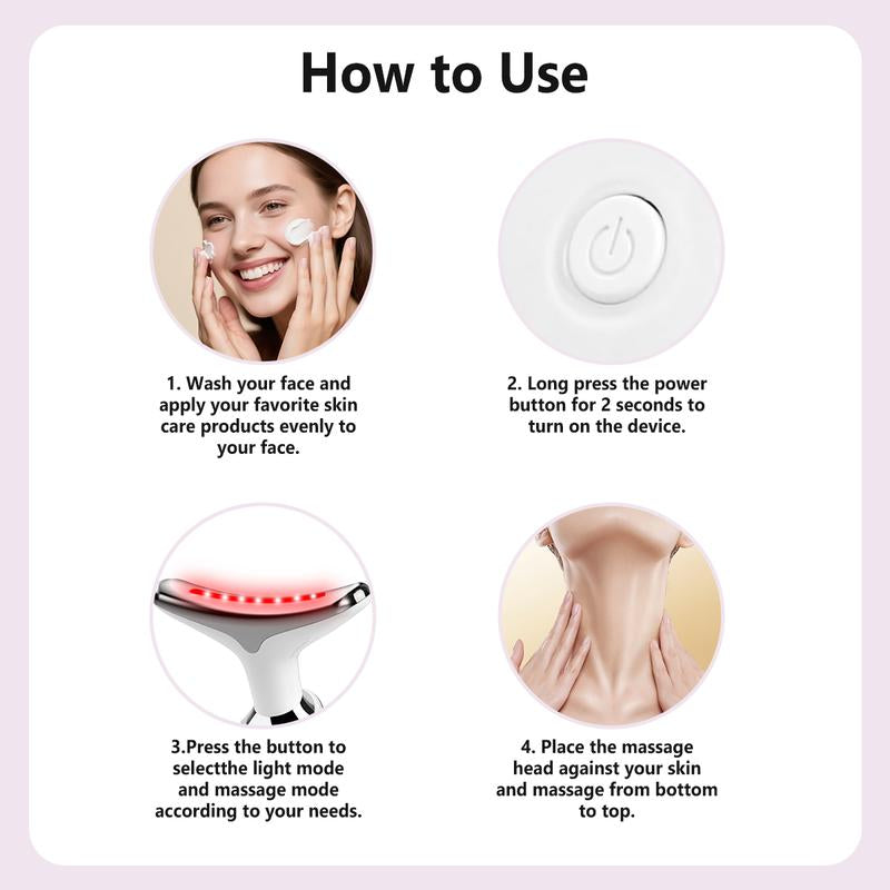 【Ship within 24 Hours】Red-Light-Therapy-For-Face and Neck, Red Light Therapy Wand, 7 Color Led Face Neck Massager for Skin Care, White Facial Comfort