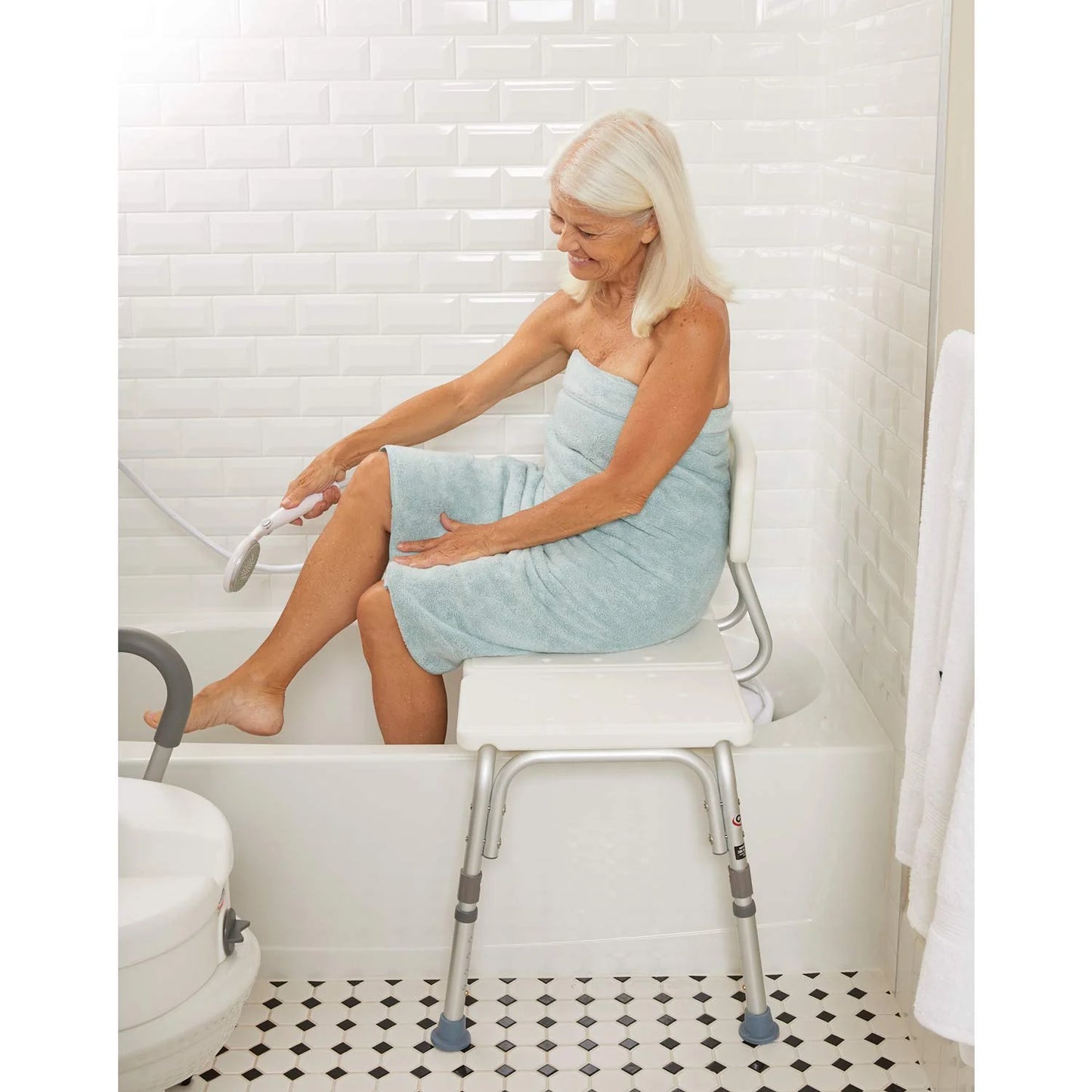 Tub Transfer Bench with Height Adjustable Legs, Convertible for Left- or Right-Hand Entry