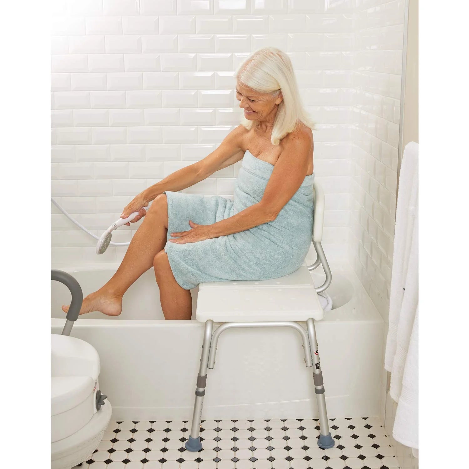 Tub Transfer Bench with Height Adjustable Legs, Convertible for Left- or Right-Hand Entry