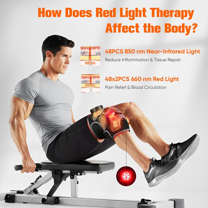 Revolutionary Red Light Therapy Knee Brace - Wireless Heated Massager with 4 Vibration Zones for Ultimate Pain Relief in Knees, Elbows, and Shoulders