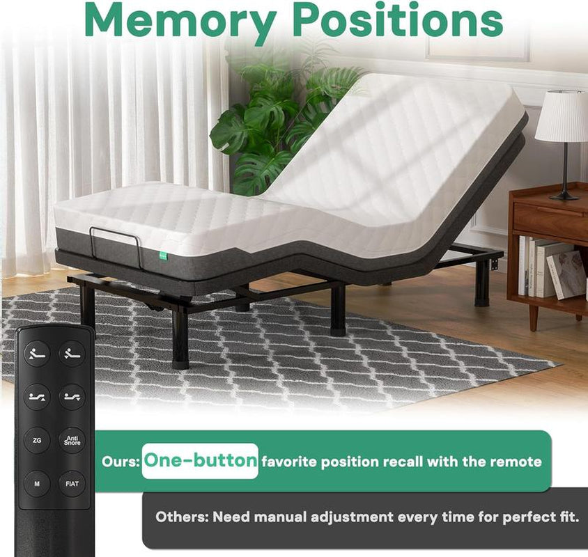 Adjustable Bed Frame with Wireless Remote, Electric Bed Frame, Head and Foot Incline, Adjustable Leg Heights Bed Base, Memory Pre-Sets, Anti-Snore, Twin XL Furniture Room Bed Frame Storage Bathroom Sets Bedroom Furniture Set