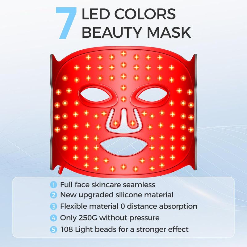 Revitalize Your Skin with the 7-Color LED Red & Blue Light Therapy Face Mask
