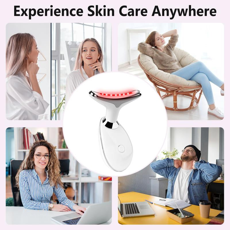 【Ship within 24 Hours】Red-Light-Therapy-For-Face and Neck, Red Light Therapy Wand, 7 Color Led Face Neck Massager for Skin Care, White Facial Comfort