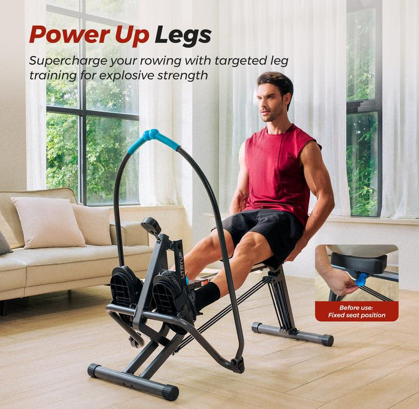 Compact UTRYUP Rowing Machine for Home - Extra-Long Rail & 265 lbs Weight Capacity