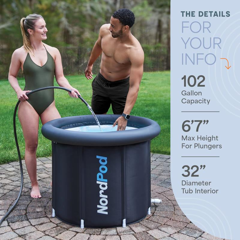 Portable Ice Tub with Cover and Carry Bag - Ultimate Cold Plunge for Home & Travel, Perfect for Athletes and Adults - Sleek Black Design