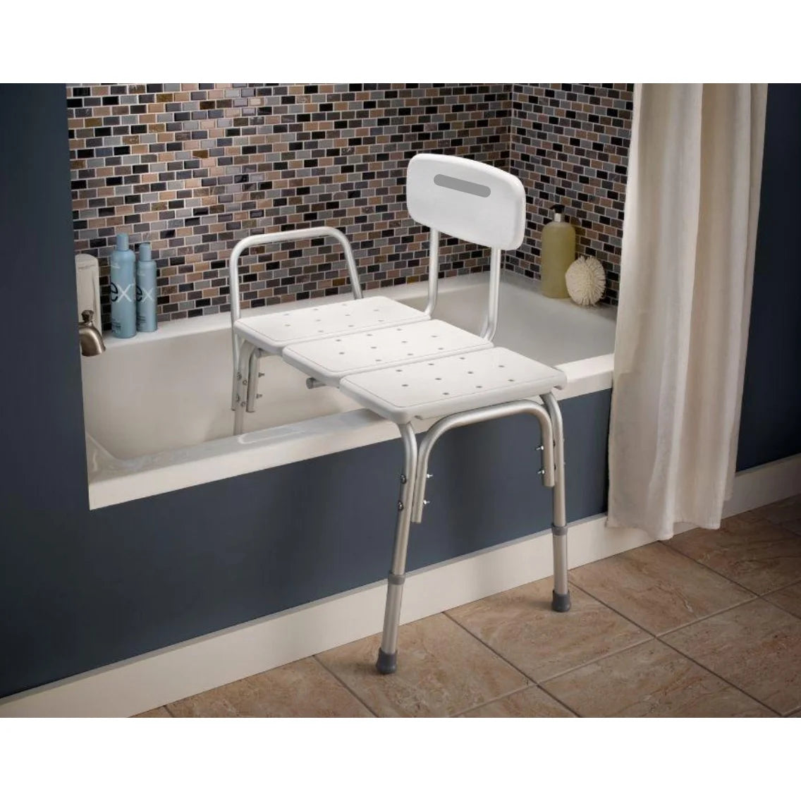 Tub Transfer Bench with Height Adjustable Legs, Convertible for Left- or Right-Hand Entry