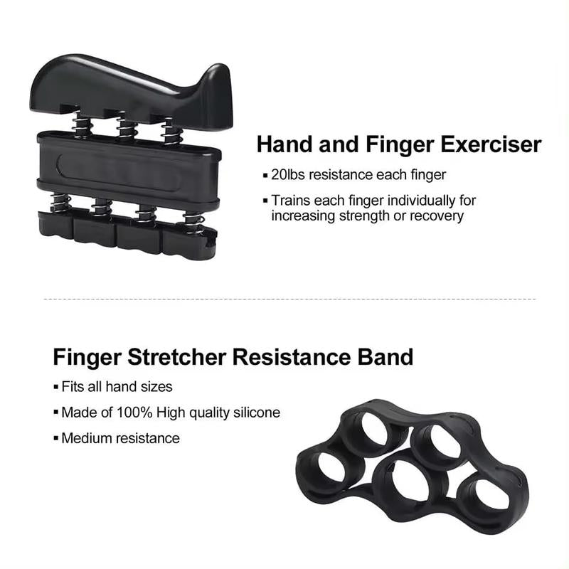 Hand Grip Strengthener Workout Kit, 5 Pack, Adjustable Resistance Grips and Stress Balls, Black,11-132Lb