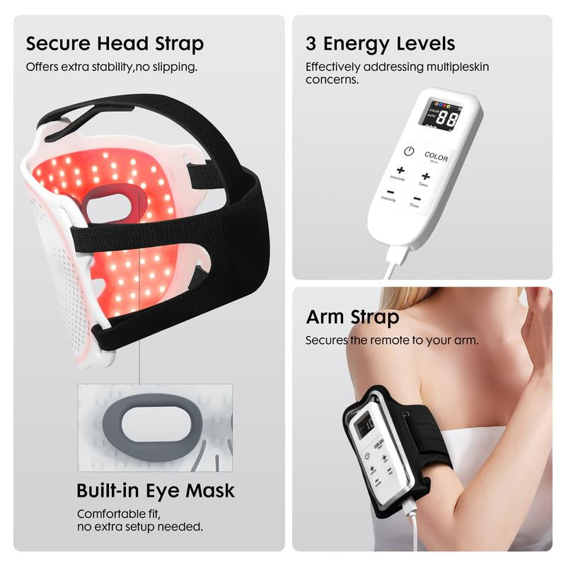 Umitec Fda-Cleared Red Light Therapy Mask, 2-Year Warranty; 4 Customizable Skin Modes,3 Intensity Level for Women & Girl; Comfort Silicone LED Face Mask for Anti-Aging, Boost Collagen Ect.Portable for At-Home and Travel--Perfect Gift for Any Time of Year