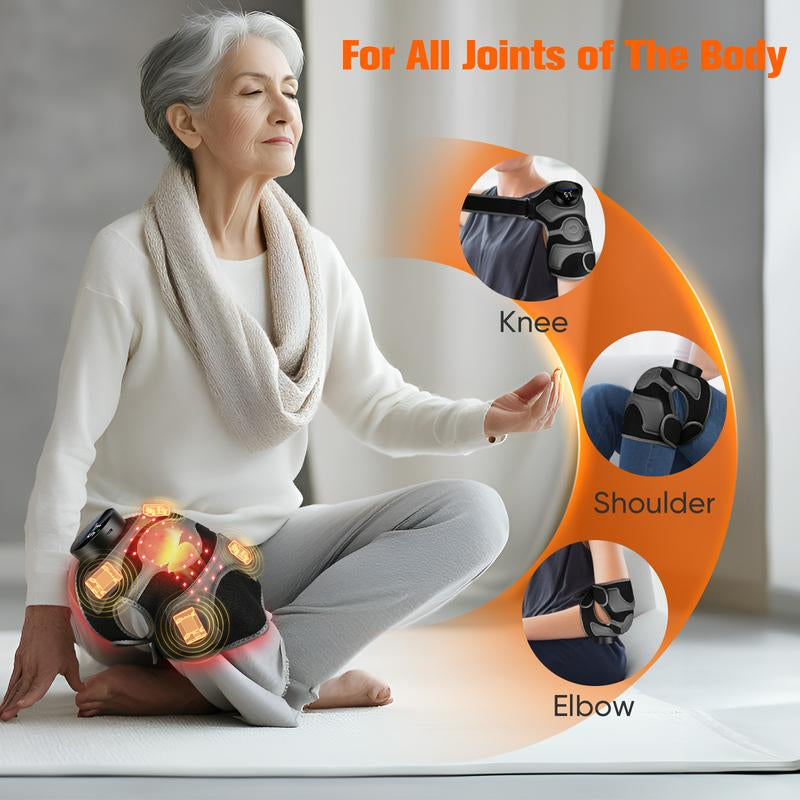 Revolutionary Red Light Therapy Knee Brace - Wireless Heated Massager with 4 Vibration Zones for Ultimate Pain Relief in Knees, Elbows, and Shoulders