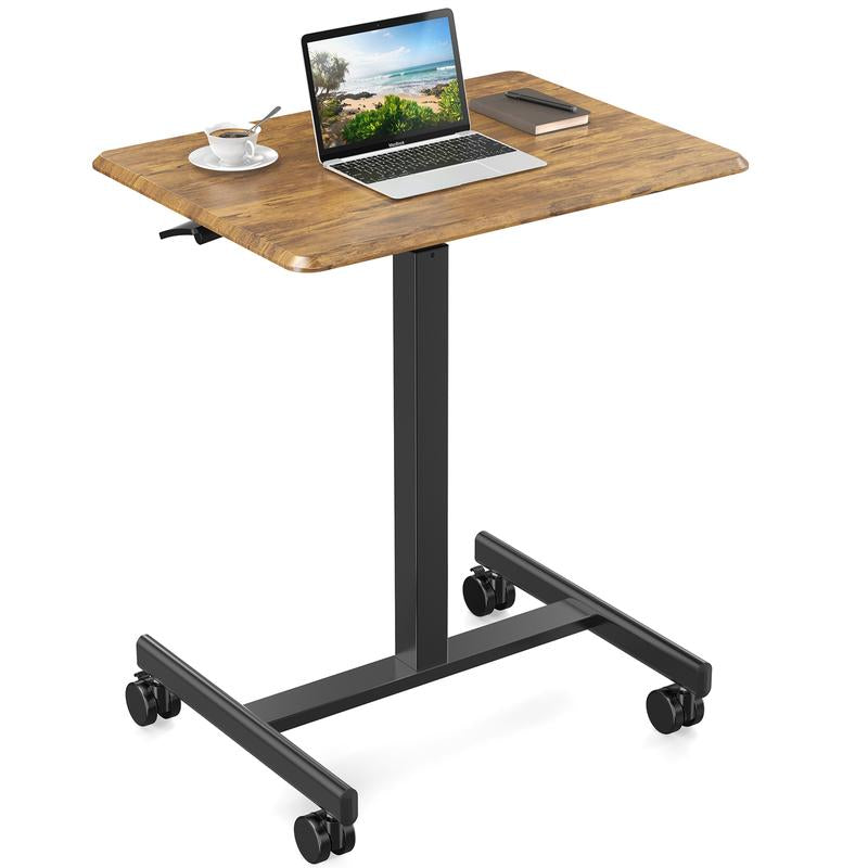 Mobile Overbed Table with Wheels - Adjustable Height Rolling Laptop Stand for Home Use
