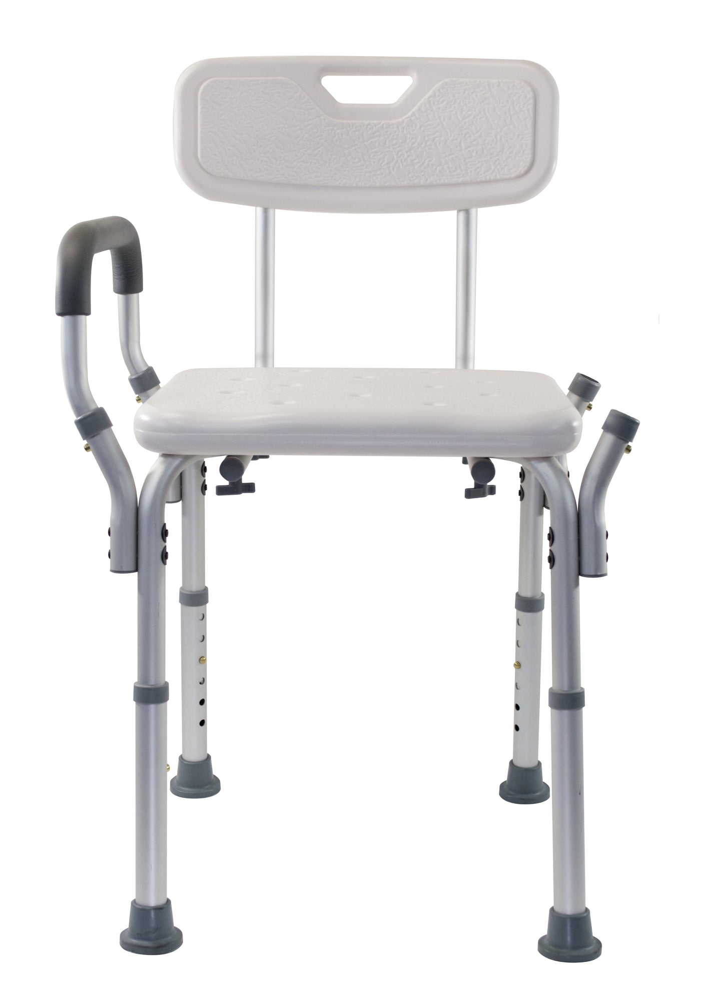 Height Adjustable Molded Shower Chair with Textured Bath Seat, Padded Arms & Back and 300Lb Weight Capacity