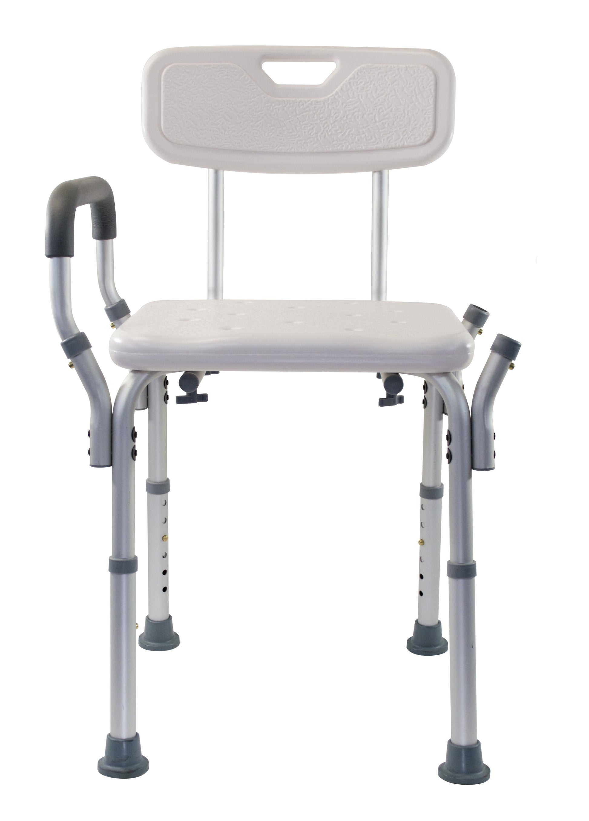 Height Adjustable Molded Shower Chair with Textured Bath Seat, Padded Arms & Back and 300Lb Weight Capacity