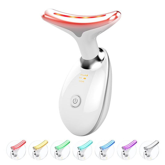 【Ship within 24 Hours】Red-Light-Therapy-For-Face and Neck, Red Light Therapy Wand, 7 Color Led Face Neck Massager for Skin Care, White Facial Comfort