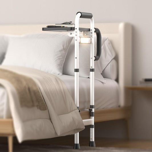 Height Adjustable Bed Rails with Non-Slip Handle and Foldable Tray for Elderly Safety up to 350Lbs, for King/Queen/Full/Twin Bed