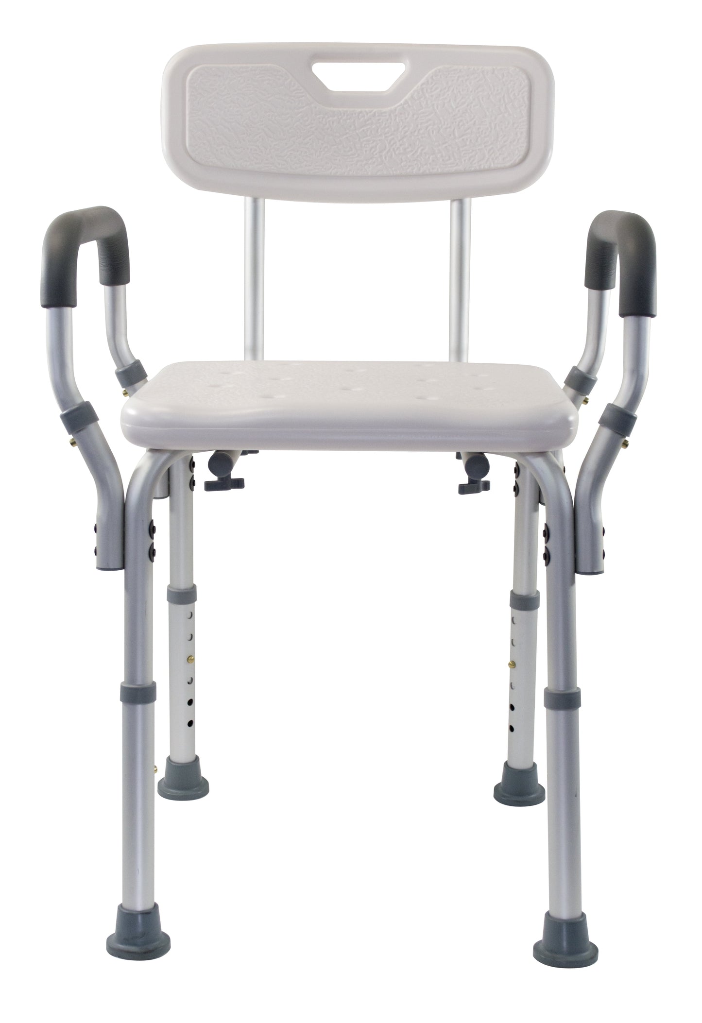 Height Adjustable Molded Shower Chair with Textured Bath Seat, Padded Arms & Back and 300Lb Weight Capacity