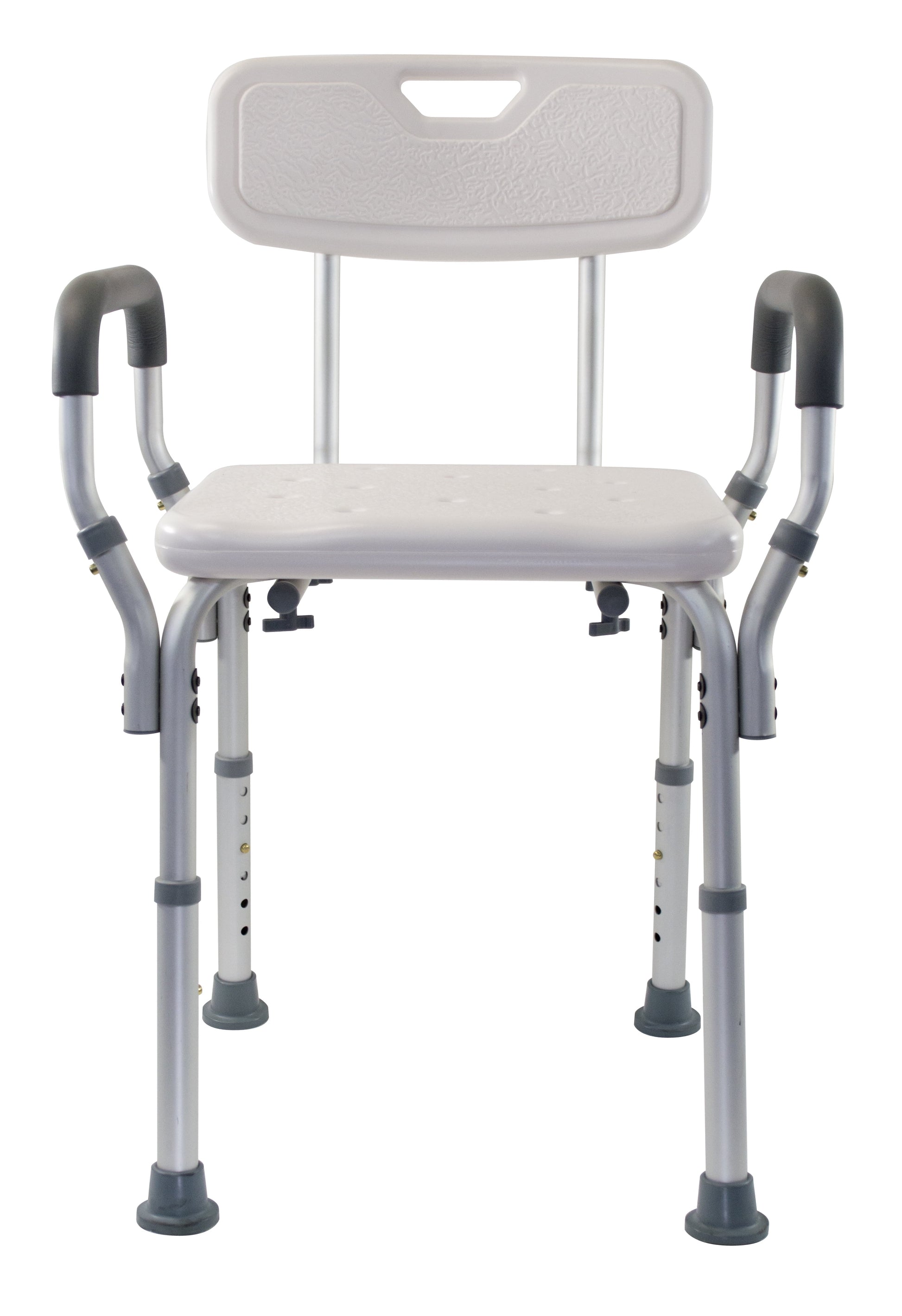 Height Adjustable Molded Shower Chair with Textured Bath Seat, Padded Arms & Back and 300Lb Weight Capacity