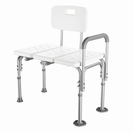 Shower Transfer Bench for Bathtub 500Lbs, FSA/HSA Eligible Tub Bath Shower Chair Seat, Height Adjustable Shower Stool for Elderly, Disabled, White