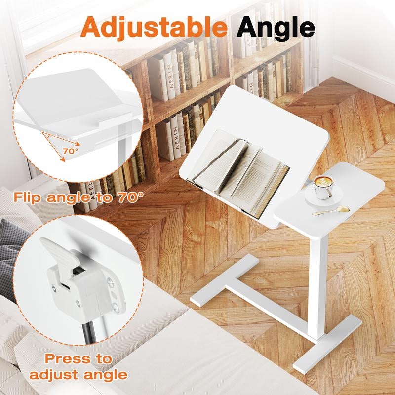 Adjustable Overbed Rolling Table - Versatile Mobile Desk for Home & Hospital Use