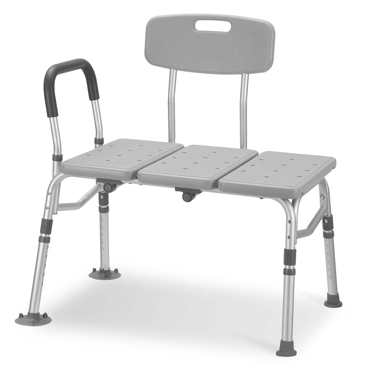 Transfer Bench for Bathtub, Height Adjustable Shower Bench Seat with Backrest, Bath Chair for Seniors, 300 Weight Capacity