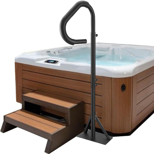VEVOR Hot Tub Handrail, 360 Rotatable Spa Side Handrail with 48"-63" Adjustable Height, Rust-Proof Aluminum Spa Step Hot Tub Hand Rail with Slide-Under Mount Base for Indoor & Outdoor, 600LBS Capacity Stainless Steel