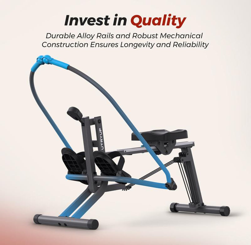 Compact UTRYUP Rowing Machine for Home - Extra-Long Rail & 265 lbs Weight Capacity