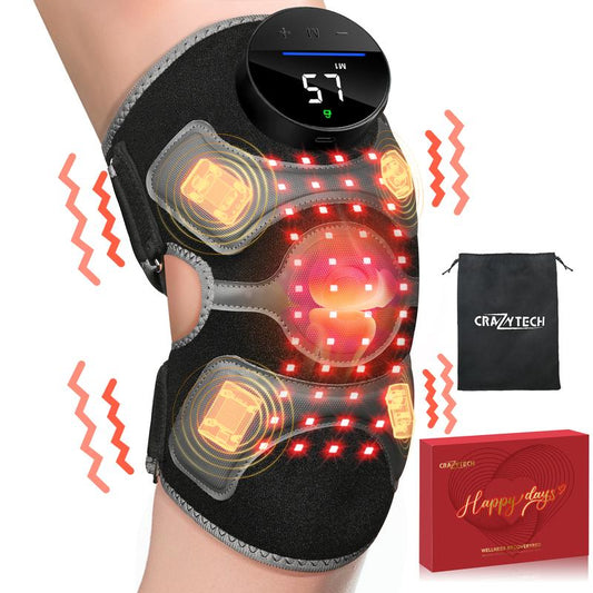 Revolutionary Red Light Therapy Knee Brace - Wireless Heated Massager with 4 Vibration Zones for Ultimate Pain Relief in Knees, Elbows, and Shoulders